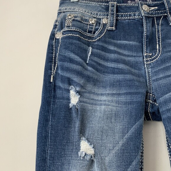 Miss Me Blue Mid Rise Capri Embellished Faux Flap Pockets Jeans 26 - Picture 11 of 12